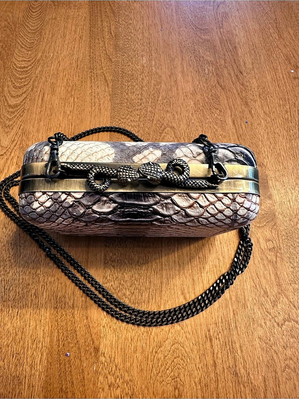 House of Harlow 1960 Marley Box Clutch Brown & Black Like New